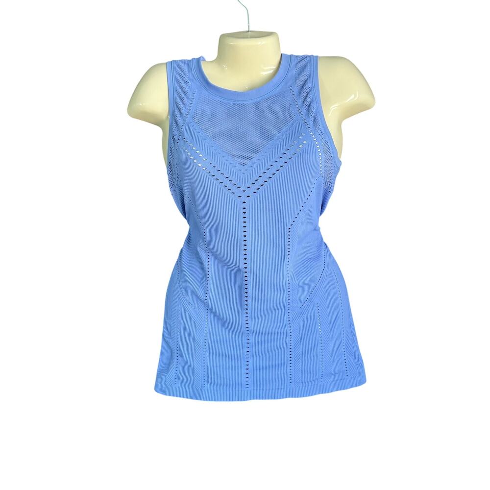 Athleta Blue Knit Mesh Tank Top Sleeveless Performance Athletic Women’s Large